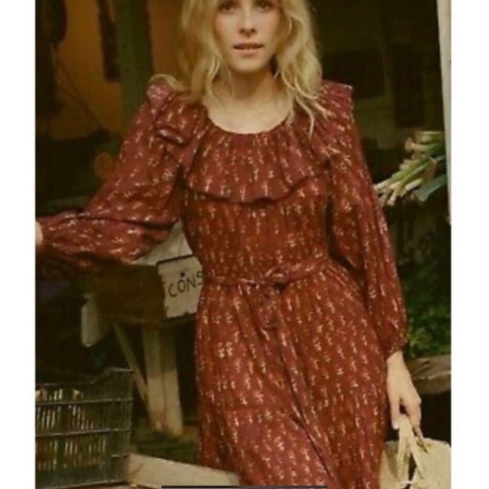 DOEN BLOCK PRINT RUFFLE DRESS